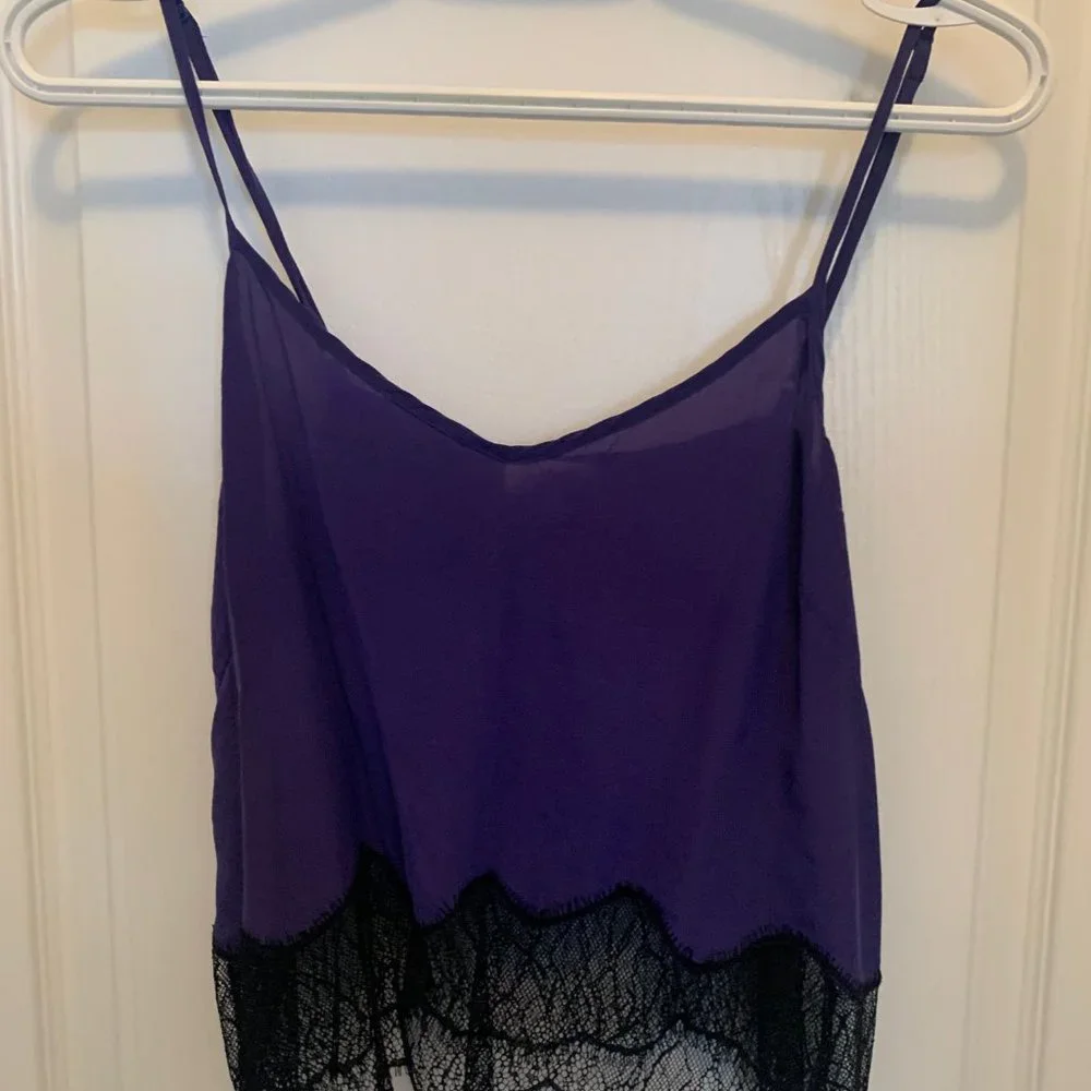 Aritzia Wilfred "Chimere" purple lace-trimmed silk cami (size M) - Picture 2 of 7
